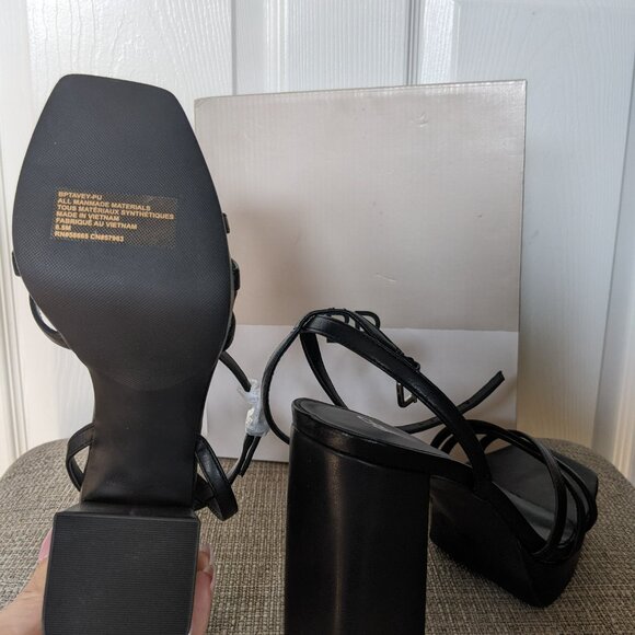 Black Platform Strappy Toe Heel - Picture 5 of 5